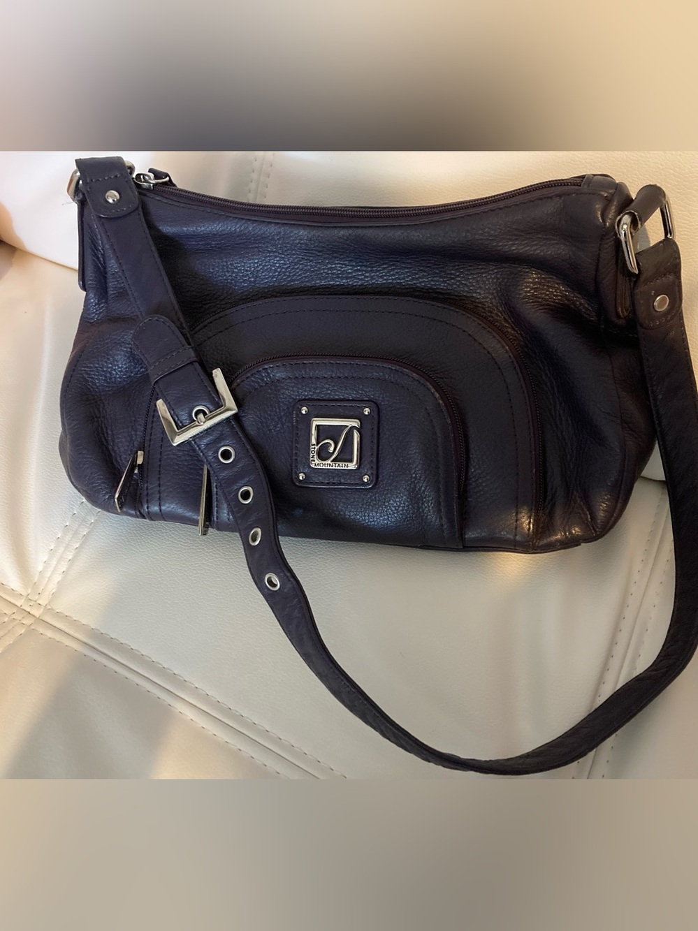 Stone Mountain Pebbled Leather Shoulder Bag in Purple 
NWOT